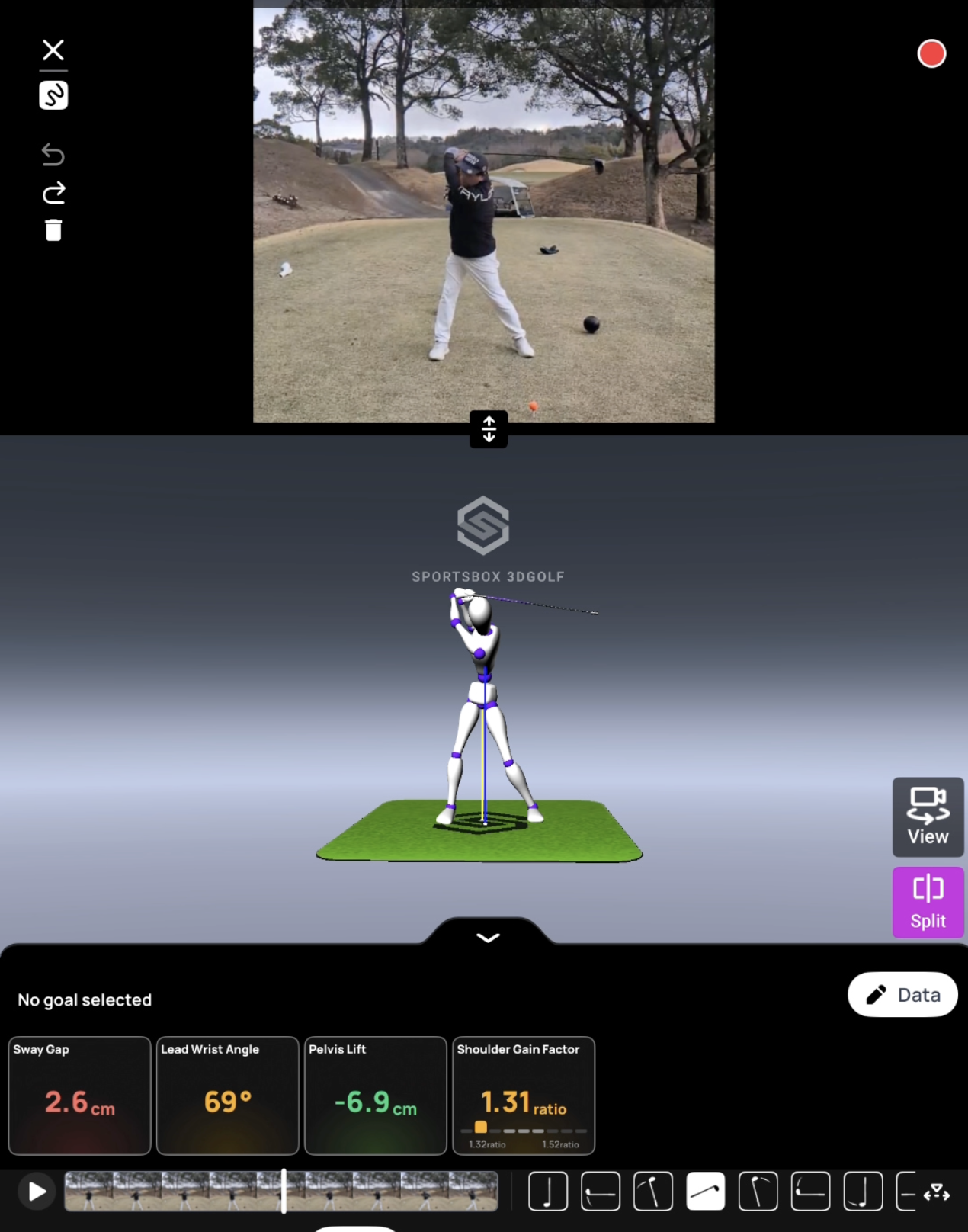 Sportsboxでスイングを3D解析している様子